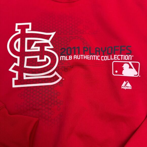 Majestics Therma Base MLB 2011 Playoffs St Louis Cardinal Hoodie Sweatshirt - Picture 5 of 14